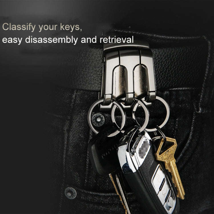 HONEST 3-ring Car Keychain Waist-hanging Anti-loss Keychain For Men(Gray)