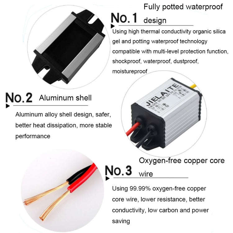 JIELAITE LK1253 15W Aluminum Alloy Intelligent Protection Waterproof Car Power Converter(12V to 3...