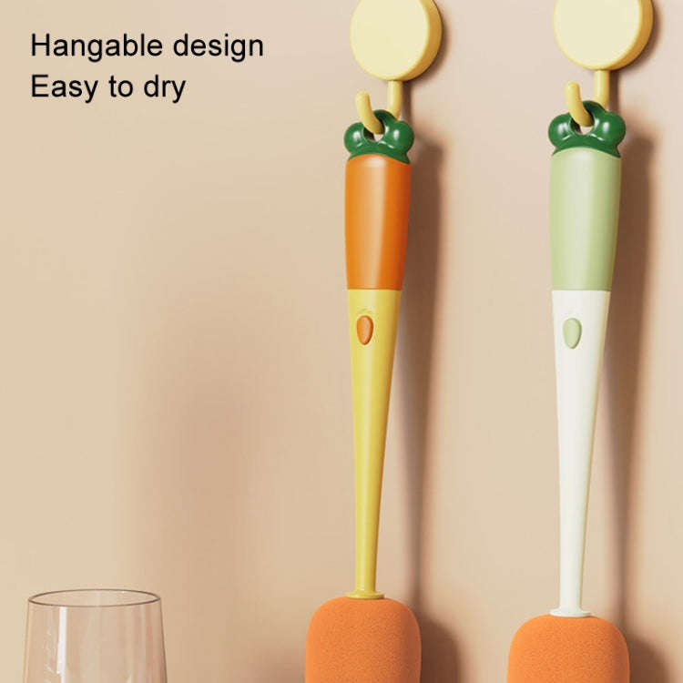 Long Handle Household Multifunctional Cup Washing Brush Carrot Shape 3 In 1 Cleaning Brush(Yellow)