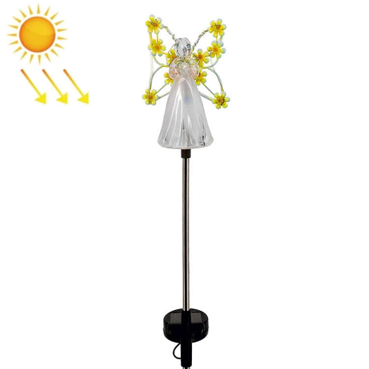 Solar Angel Garden Light Outdoor Decoration Patio Garden Ground Plug Light(Yellow)