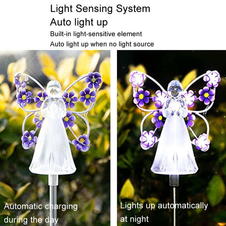 Solar Angel Garden Light Outdoor Decoration Patio Garden Ground Plug Light(Purple)