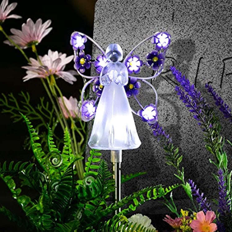 Solar Angel Garden Light Outdoor Decoration Patio Garden Ground Plug Light(Pink)
