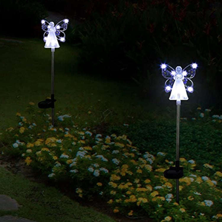 Solar Angel Garden Light Outdoor Decoration Patio Garden Ground Plug Light(Pink)