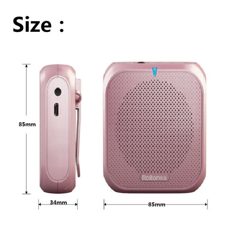 Rolton K400 Mini Audio Speaker Megaphone Voice Amplifier  Support FM Radio TF MP3(Rose Gold)