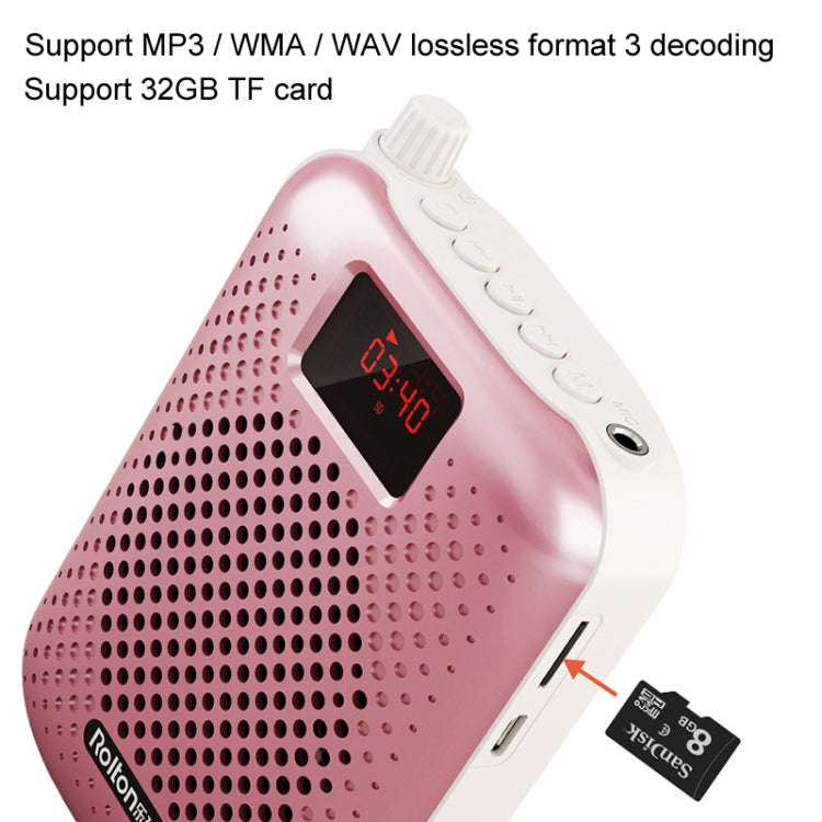 Rolton K500 Bluetooth Audio Speaker Megaphone Voice Amplifier Support FM TF Recording(Rose Gold)