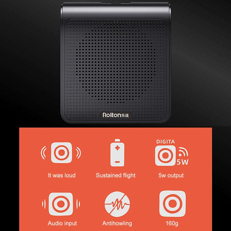 Rolton K10 Mini Audio Speaker Megaphone Voice Amplifier Do Not Support TF Card/U Disk(Black)