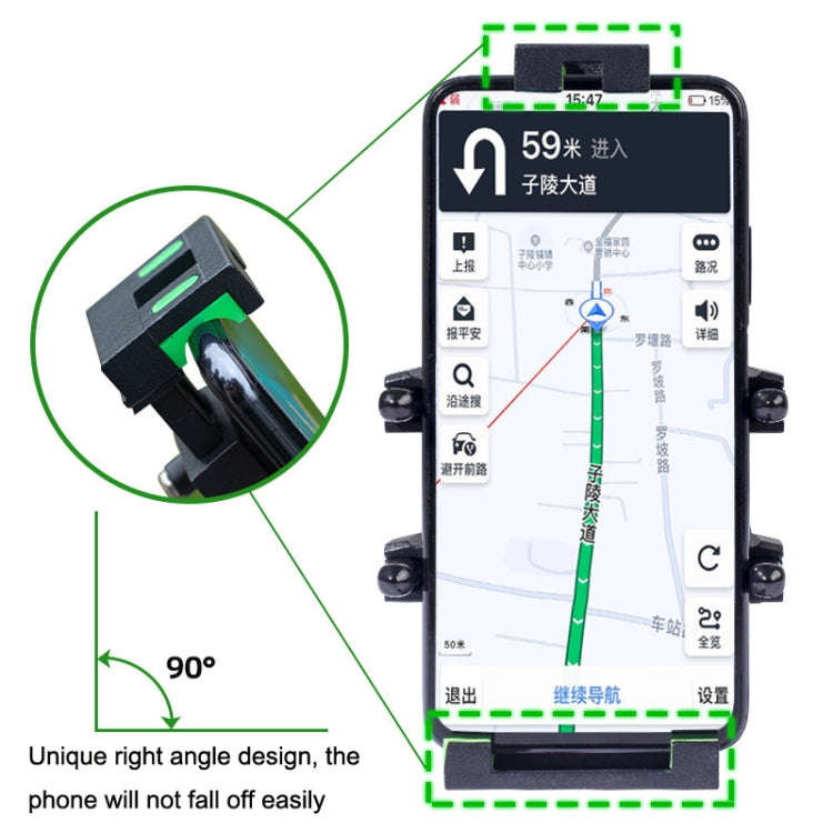 A02 Motorcycle Mobile Phone Navigation Bracket Car Riding Anti-shock Aluminum Alloy Rack(Rearview...