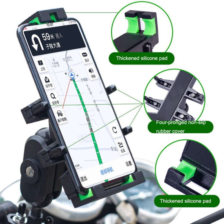 A02 Motorcycle Mobile Phone Navigation Bracket Car Riding Anti-shock Aluminum Alloy Rack(Rearview...