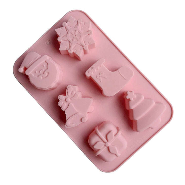 6 Cavity Cake Mold Food Grade Non-Stick Silicone Merry Christmas Festival Dessert Making Mould(St...