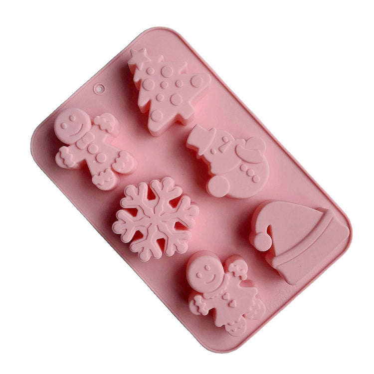6 Cavity Cake Mold Food Grade Non-Stick Silicone Merry Christmas Festival Dessert Making Mould(St...