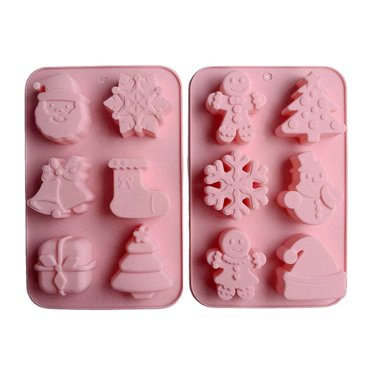 6 Cavity Cake Mold Food Grade Non-Stick Silicone Merry Christmas Festival Dessert Making Mould(St...