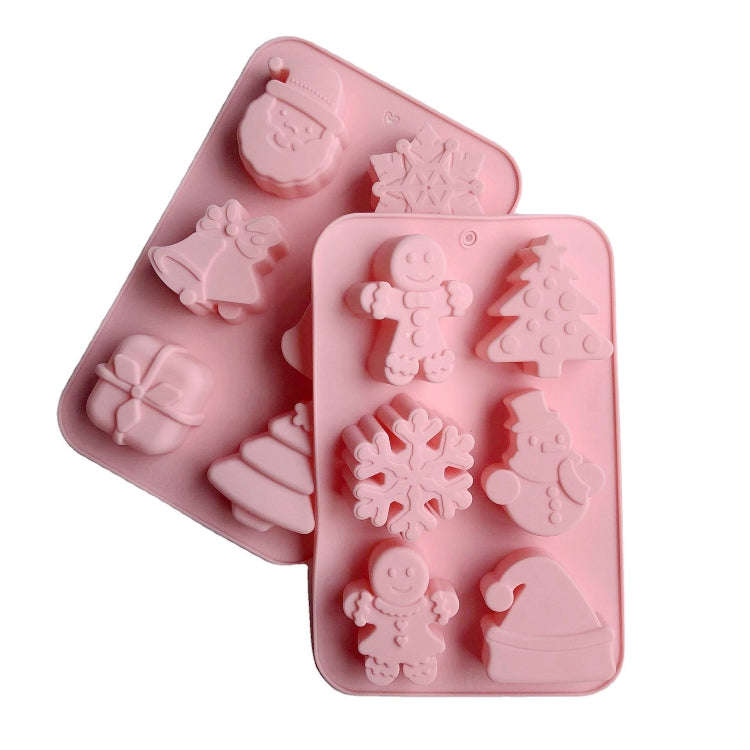 6 Cavity Cake Mold Food Grade Non-Stick Silicone Merry Christmas Festival Dessert Making Mould(St...