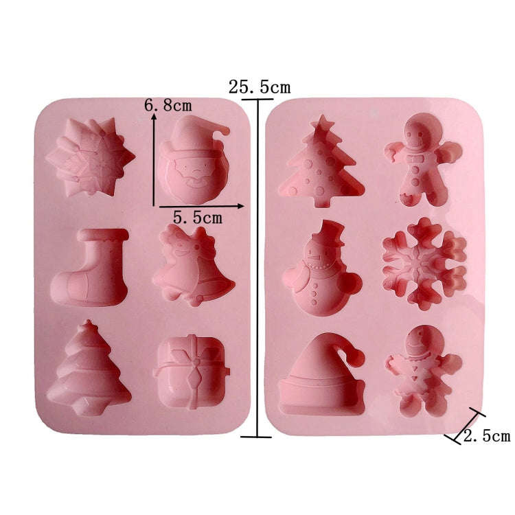 6 Cavity Cake Mold Food Grade Non-Stick Silicone Merry Christmas Festival Dessert Making Mould(St...