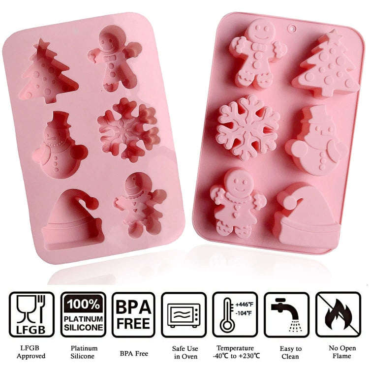 6 Cavity Cake Mold Food Grade Non-Stick Silicone Merry Christmas Festival Dessert Making Mould(St...