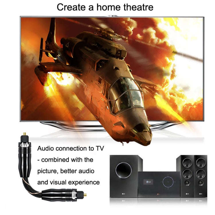 EMK QH/A6.0 Digital Optical Fiber Audio Cable Amplifier Audio Line, Length 2m(Black)