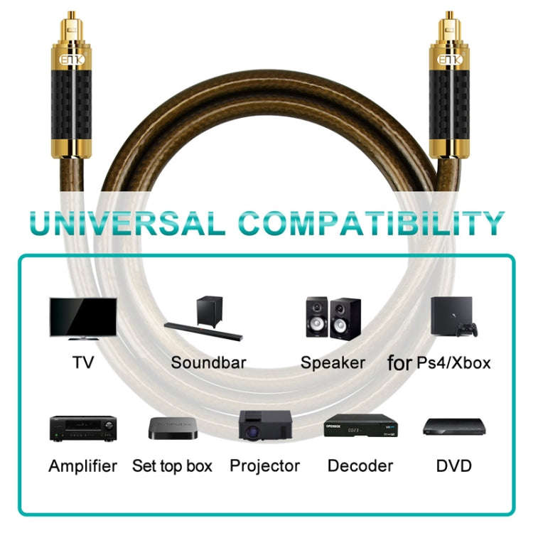 EMK GM/A8.0 Digital Optical Fiber Audio Cable Amplifier Audio Gold Plated Fever Line, Length: 3m(...