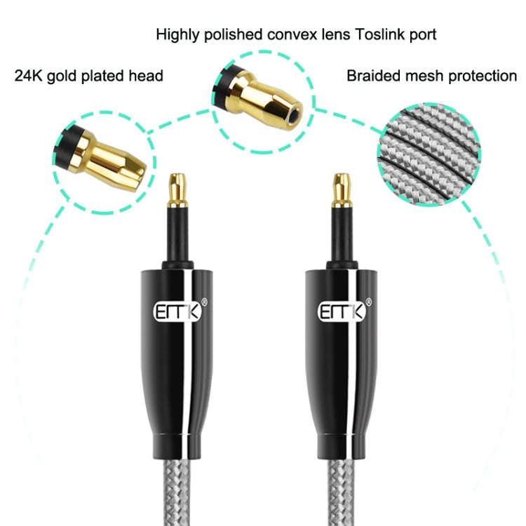 EMK QH4.0 Mini Toslink 3.5mm Interface SPDIF Audio Fiber Optical, Length: 8m(Black)