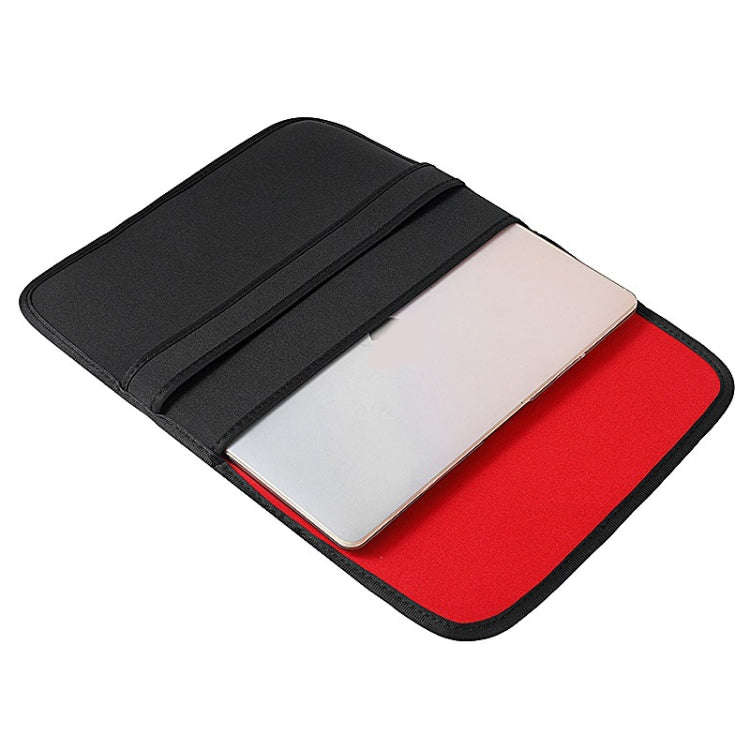 13 Inch Neoprene Laptop Lining Bag Horizontal Section Flap Clutch Bag(Black)