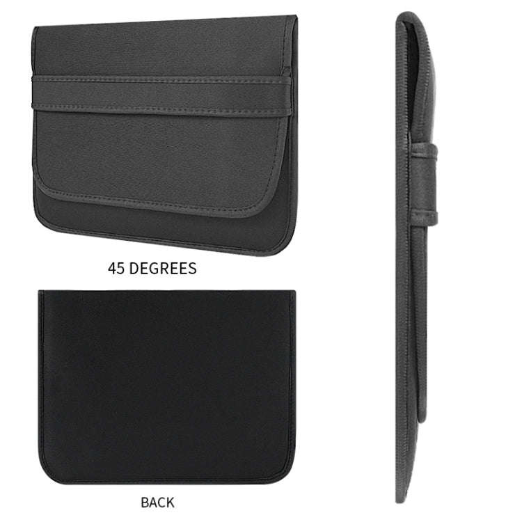 13 Inch Neoprene Laptop Lining Bag Horizontal Section Flap Clutch Bag(Black)