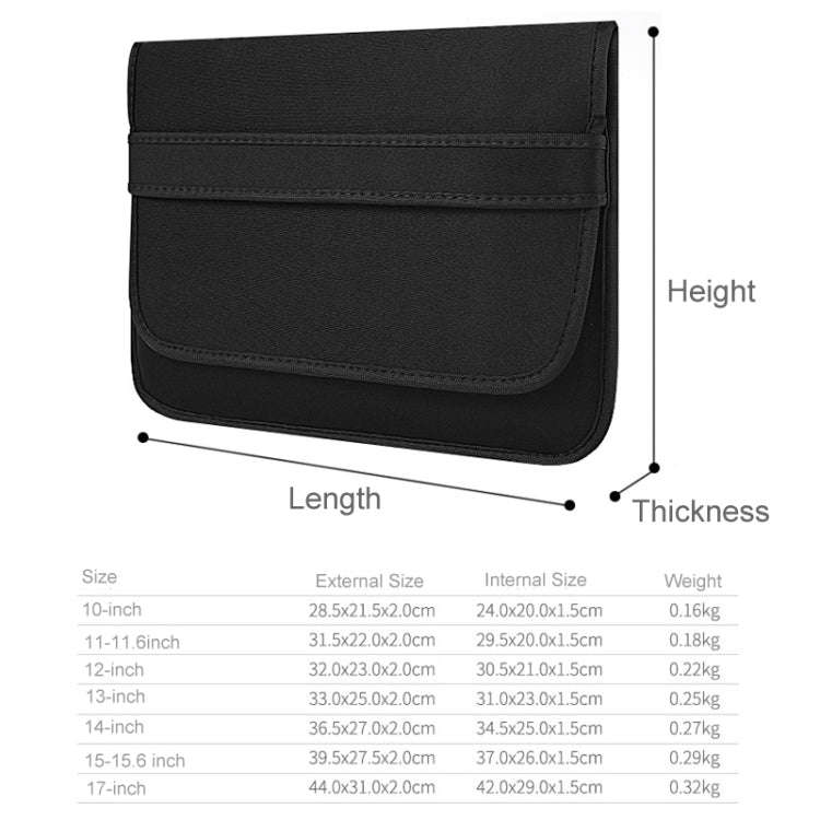 13 Inch Neoprene Laptop Lining Bag Horizontal Section Flap Clutch Bag(Black)