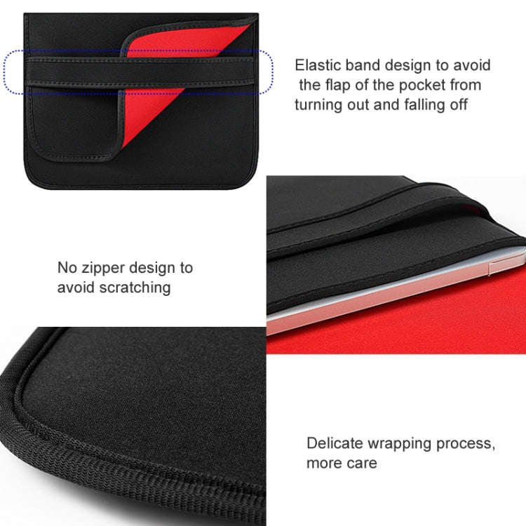13 Inch Neoprene Laptop Lining Bag Horizontal Section Flap Clutch Bag(Black)