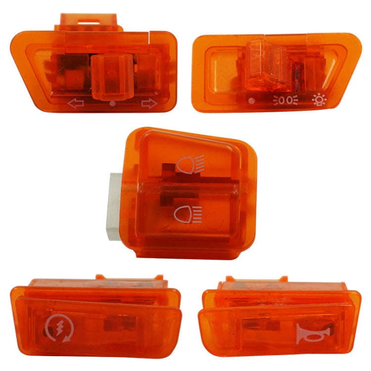 Motorcycle Headlight Horn Steering Switch Accessories(5 in 1 Orange)