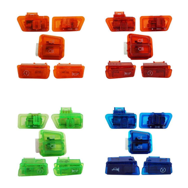 Motorcycle Headlight Horn Steering Switch Accessories(5 in 1 Red)