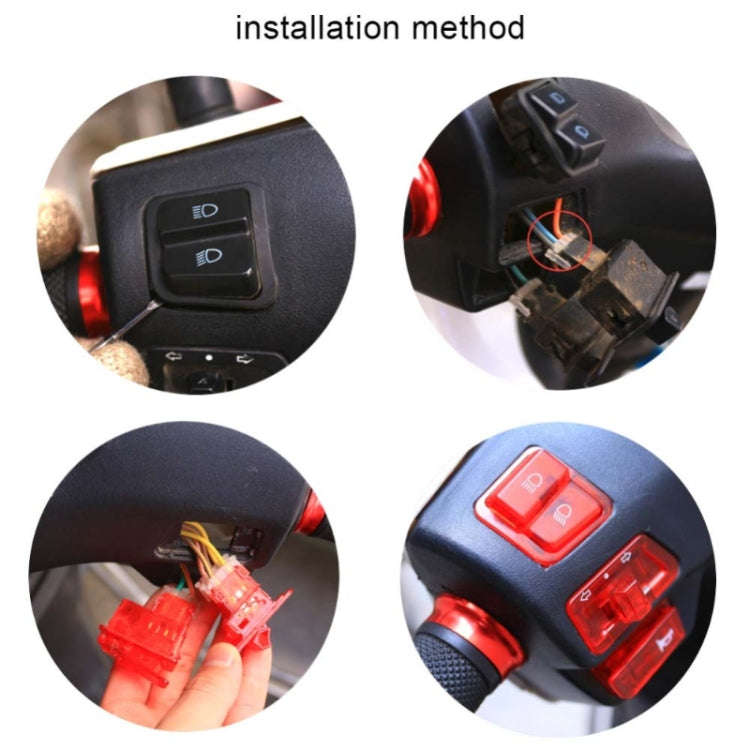 Motorcycle Headlight Horn Steering Switch Accessories(5 in 1 Red)