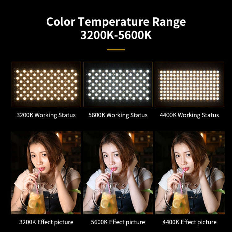 E800 3-color Temperature 40W 3200K-5600K LED Flat Panel Lights Live Broadcast Fill Light,EU Plug