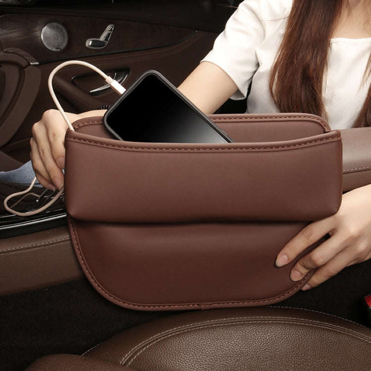 Multifunctional Car Seat Crevice Storage Box, Pattern: No Logo(Mocha brown)