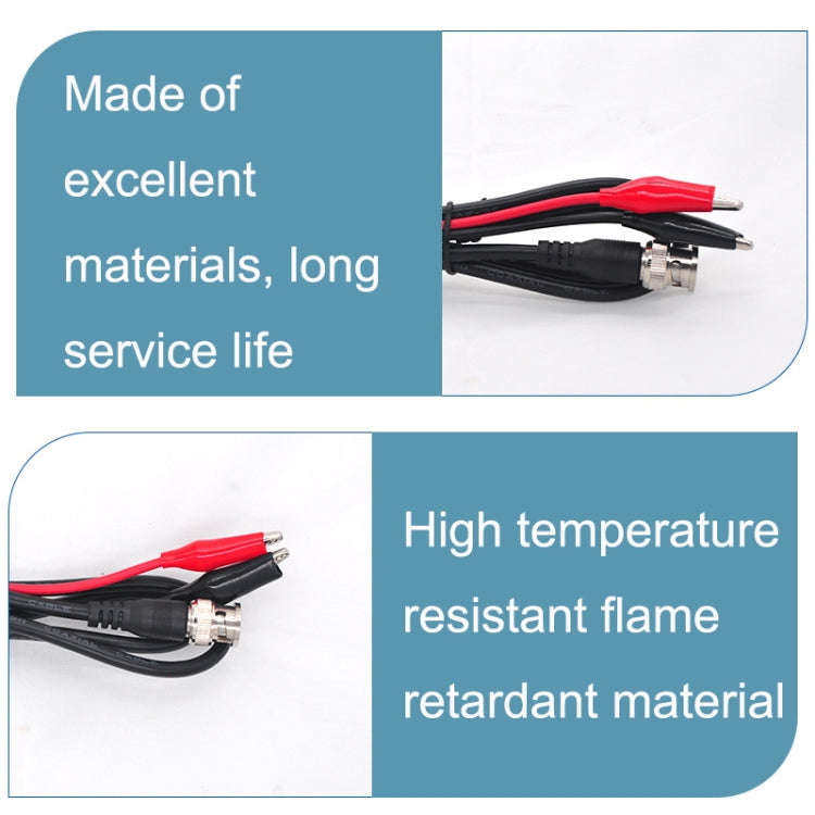 2pcs BNC To 2 x Crocodile Clips Double Head Coaxial Cable Video Cable, Length: 2m
