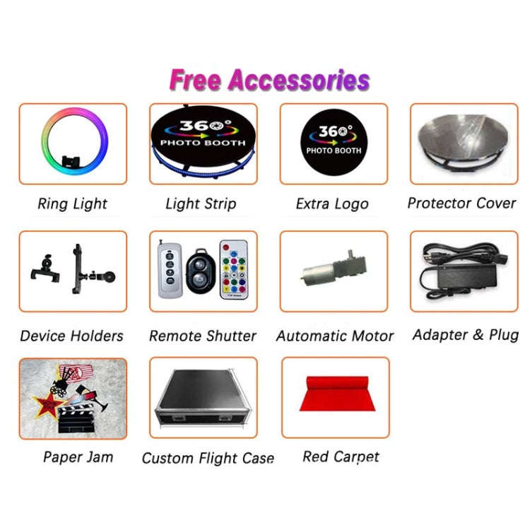 68cm RGB Fill Light Photo Booth Turning Led Camera Photo Spin Stand With Flight Case