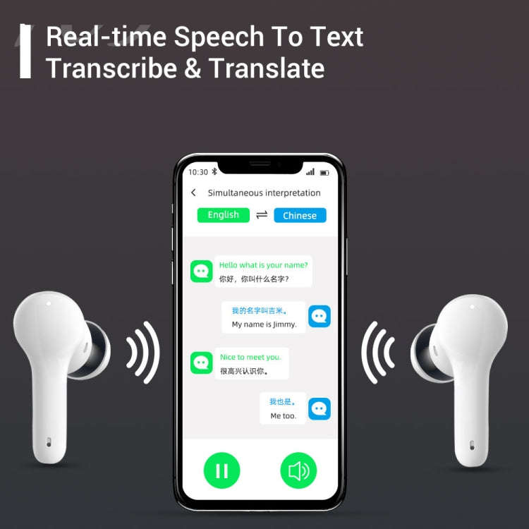 M6 Multi-country Mutual Translation Smart Bluetooth Translation Earphone Supports 127 Languages(W...