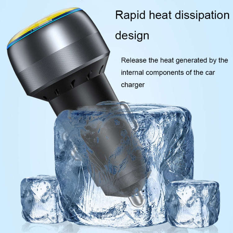 IBD355-1UC 18W+45W Smart Car Charger Dual-port Metal Phone Fast Charger(QC3.0+PD 3.0)