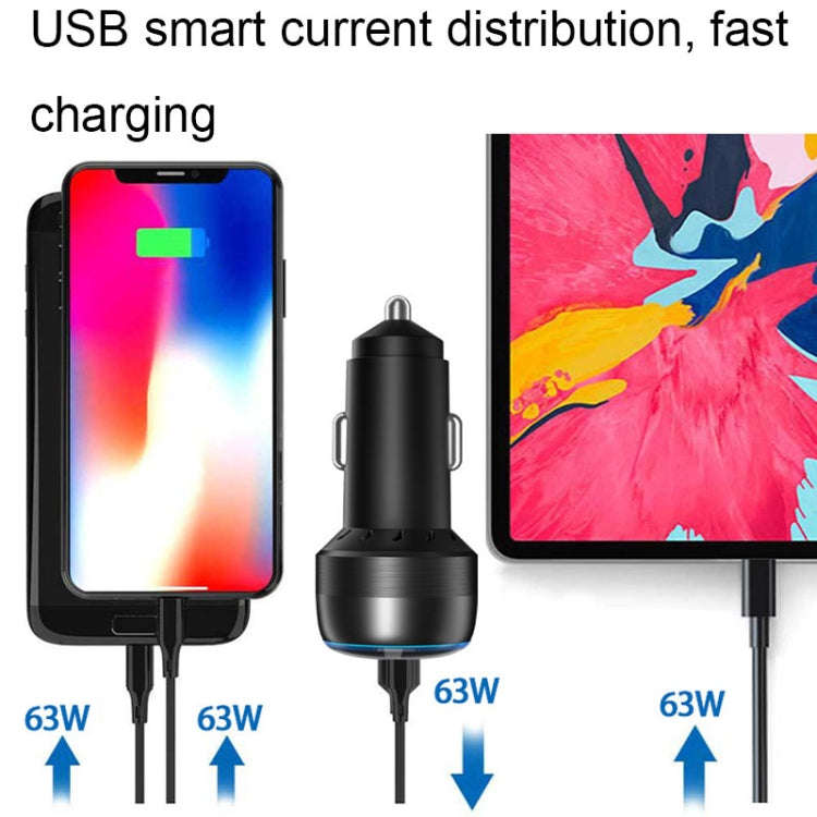 IBD355-1UC 18W+45W Smart Car Charger Dual-port Metal Phone Fast Charger(QC3.0+PD 3.0)