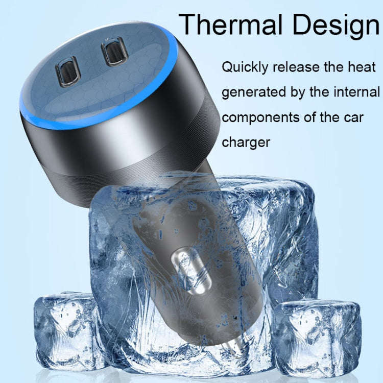 IBD355-2C Dual PD Smart Car Phone Charger With LED Light, Spec: PD30W+PD30W