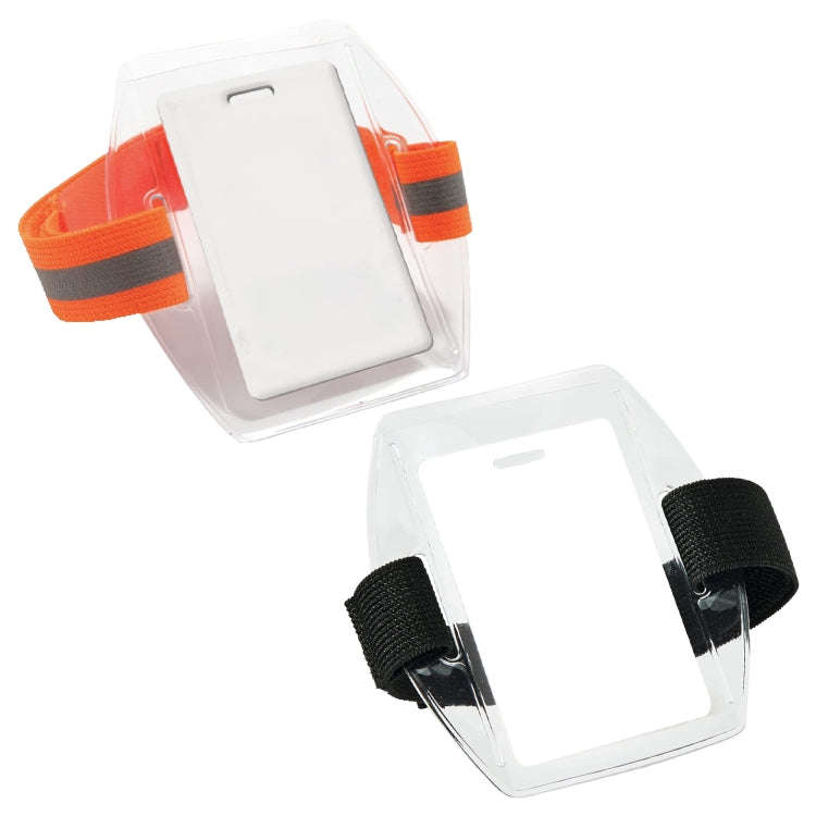 PVC Soft Plastic Card Holder Polyester Reflective Wristband Badge Card Holder Arm Adjustable ID B...