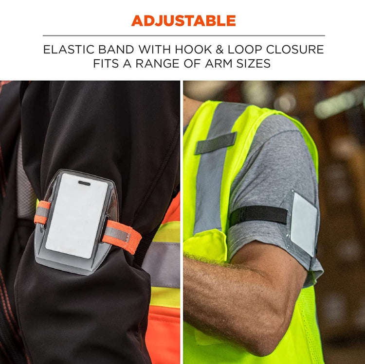 PVC Soft Plastic Card Holder Polyester Reflective Wristband Badge Card Holder Arm Adjustable ID B...