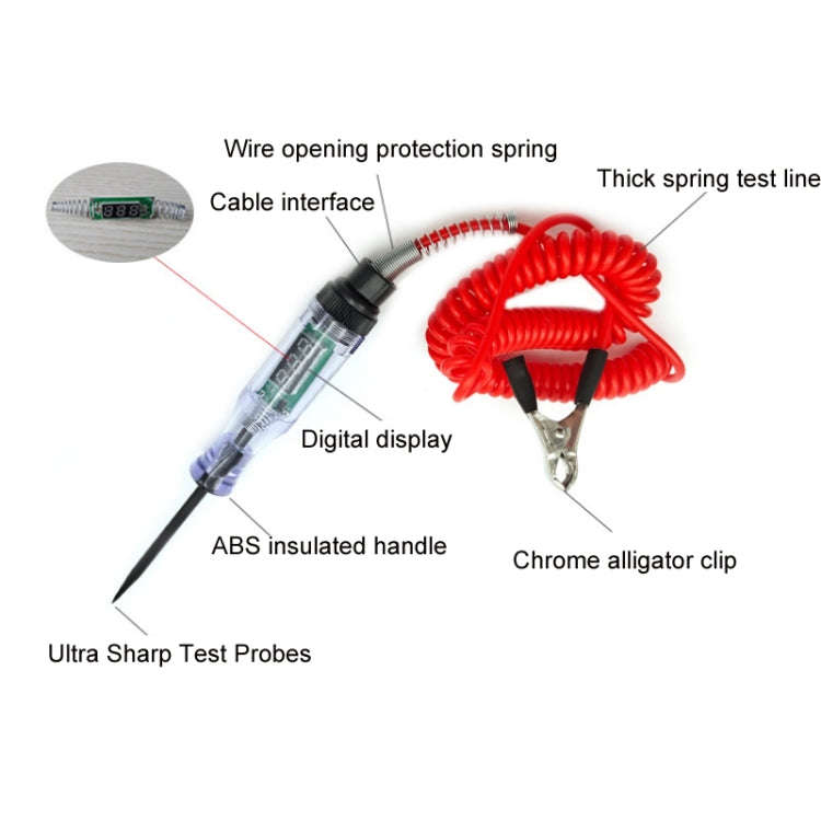 3-70V Automotive Circuit Testing Electric Pen Repair Tool, Model: D Black Cable