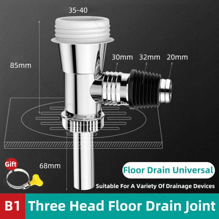 Three Head Washing Machine Floor Drain Joint Pipe Connector, Spec: B1