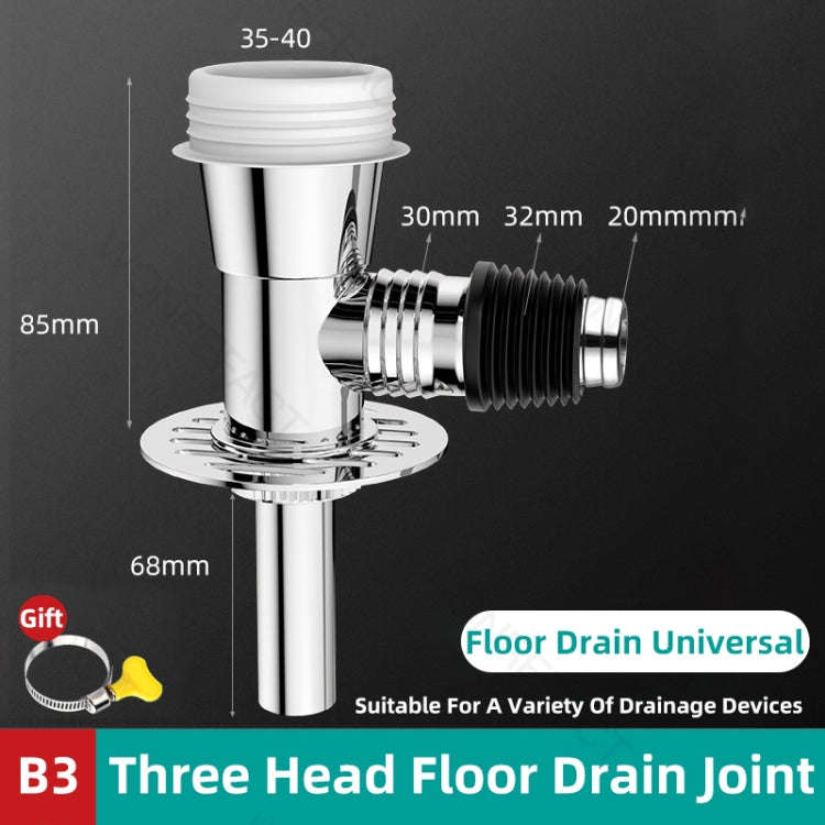 Three Head Washing Machine Floor Drain Joint Pipe Connector, Spec: B3