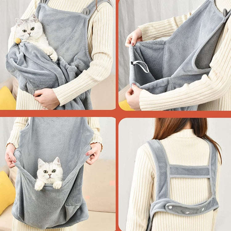 Cat Hug Apron Fleece Carriers Bags Anti-sticky Fur Hold Cats Pocket(Gray)
