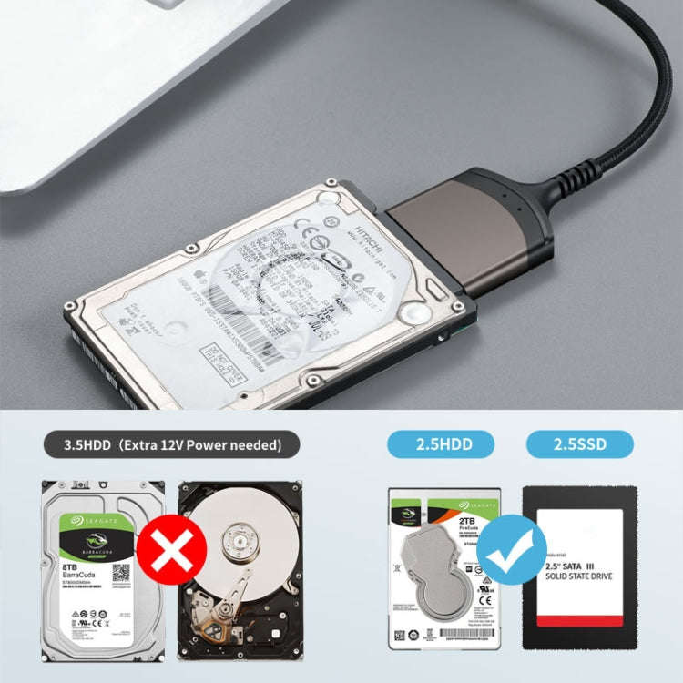 Aluminum Easy Drive Line USB3.0 To SATA Hard Disk Data Cable Supports 2.5 Inch SATA 22P, Length: ...