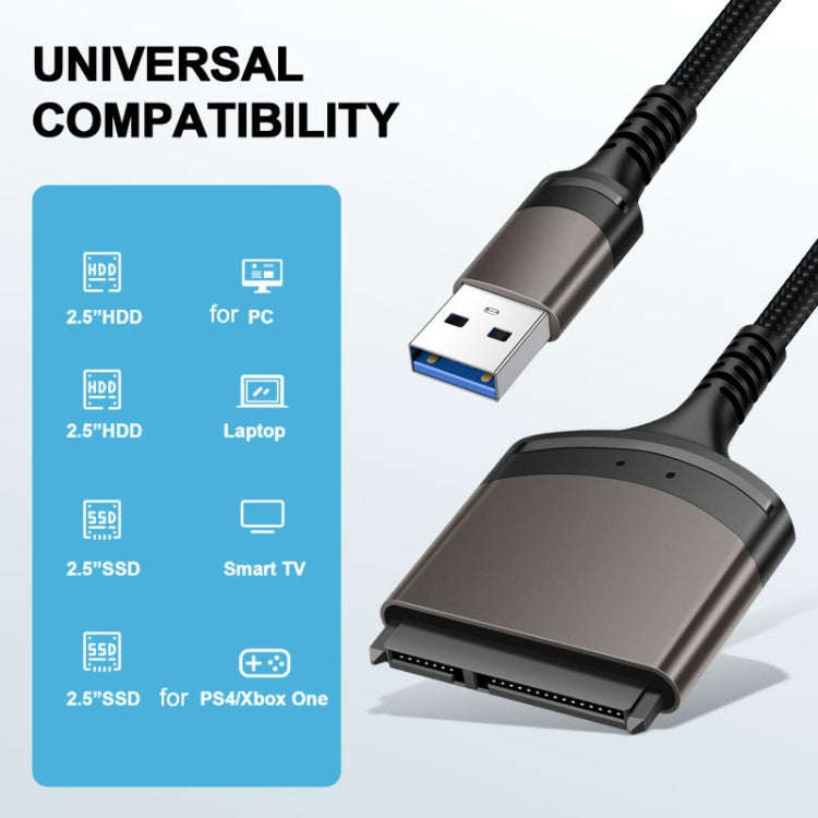 Aluminum Easy Drive Line USB3.0 To SATA Hard Disk Data Cable Supports 2.5 Inch SATA 22P, Length: ...
