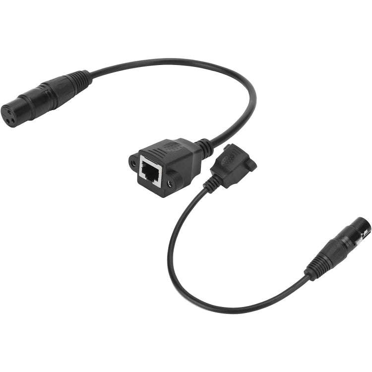 2pcs XLR 3 Pin Female To RJ45 Female Network Connector Adapter Converter Cable, Size: 30cm(Black)