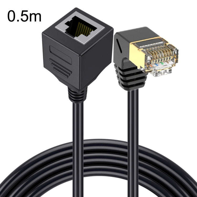 Down Bend 0.5m Cat 8 10G Transmission RJ45 Male To Female Computer Network Cable Extension Cable(...