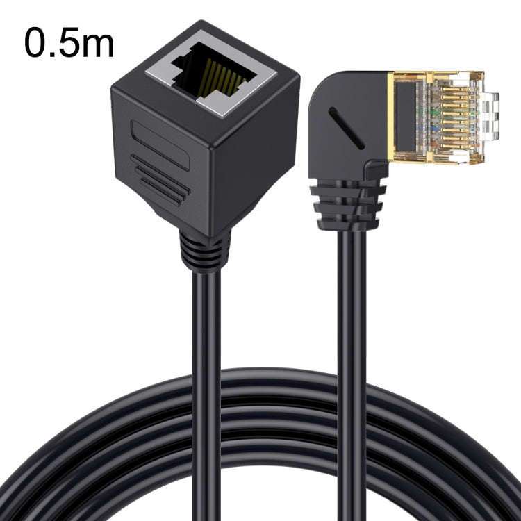 Right Bend 0.5m Cat 8 10G Transmission RJ45 Male To Female Computer Network Cable Extension Cable...