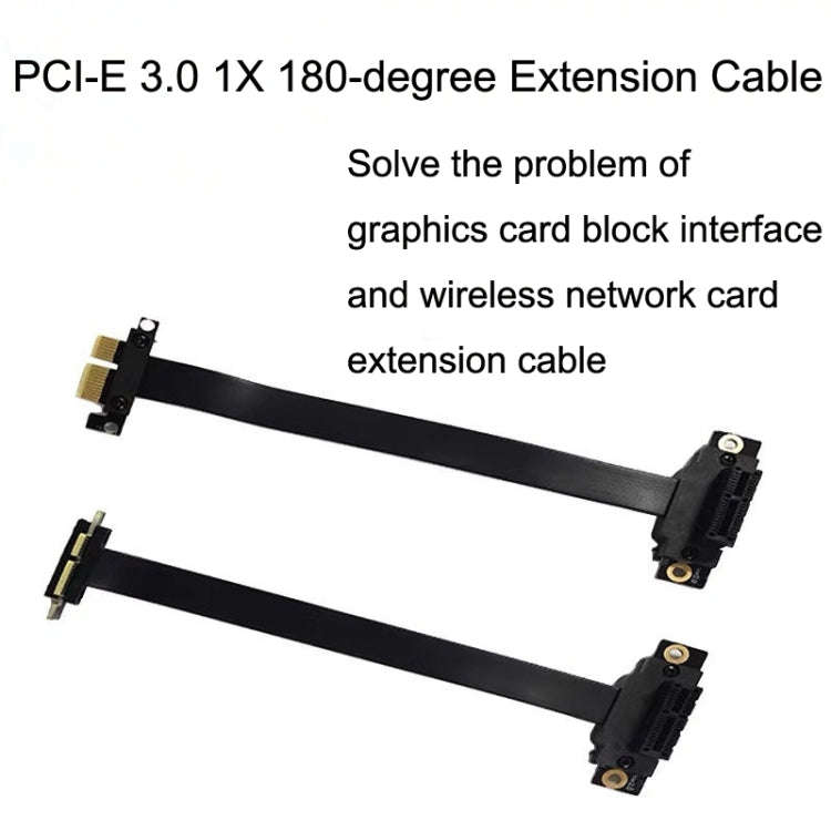PCI-E 3.0 1X 180-degree Graphics Card Wireless Network Card Adapter Block Extension Cable, Length...