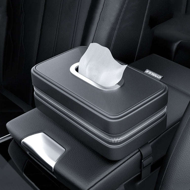 Car Sunshade Board Seat Back Tissue Box Multi-functional Elastic Belt Leather Paper Box(Black)