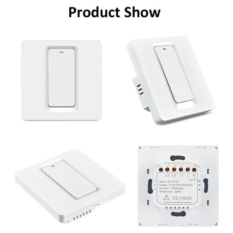 Tuya ZigBee Smart Single-fire Zero-fire Sharing Switch Phone Control Voice Panel EU Plug, Spec: 1...